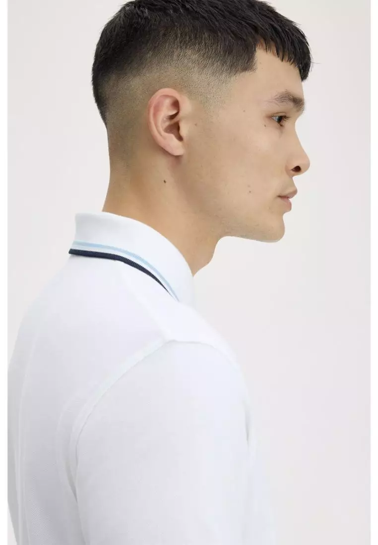 Fred Perry M12 Twin Tipped Fred Perry Shirt (White / Ice / Navy)