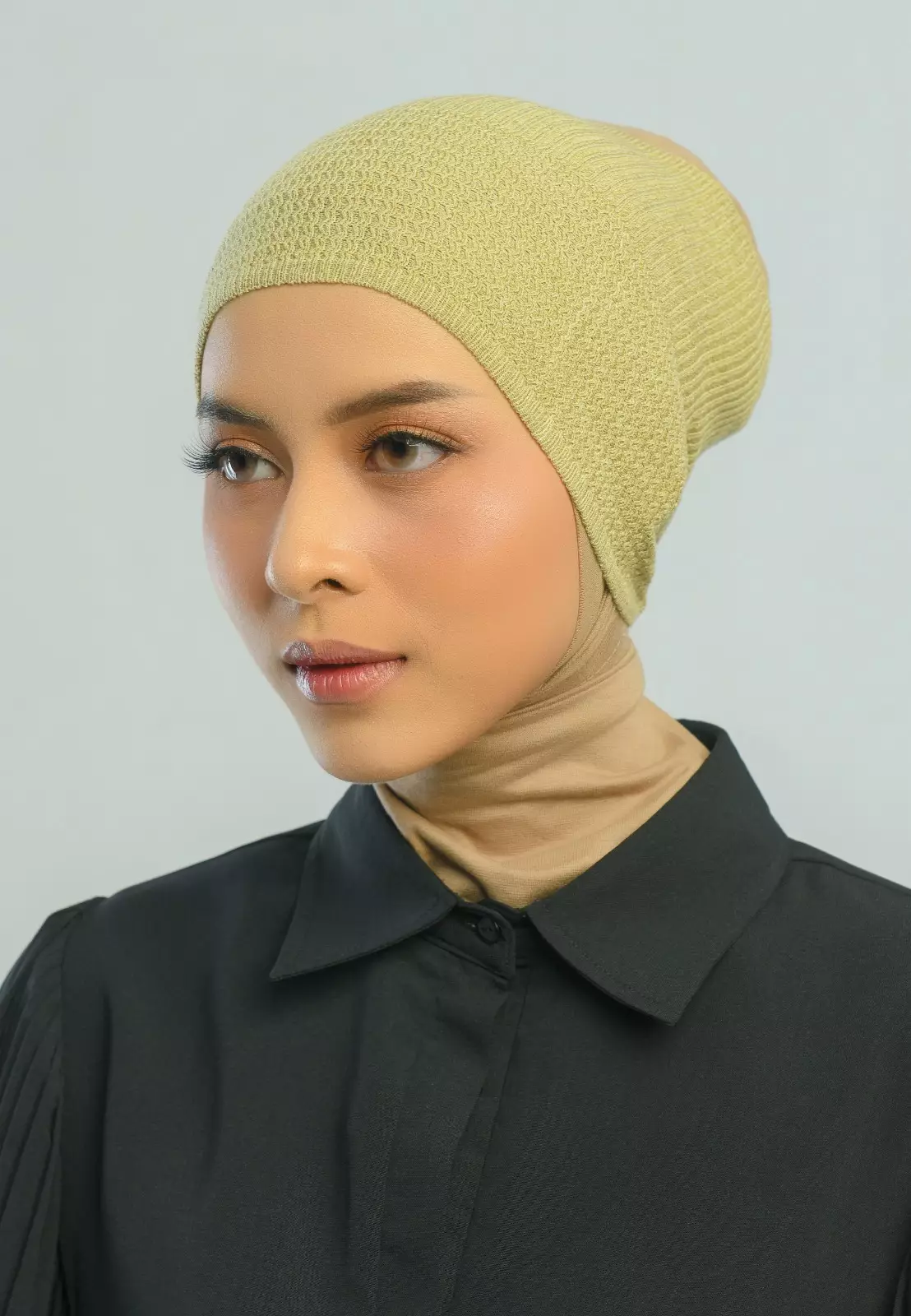 Bandana Namiza Praline Tan - Inner Bandana Ciput Daleman Hijab - Bahan Rajut 2 Motif Rajut