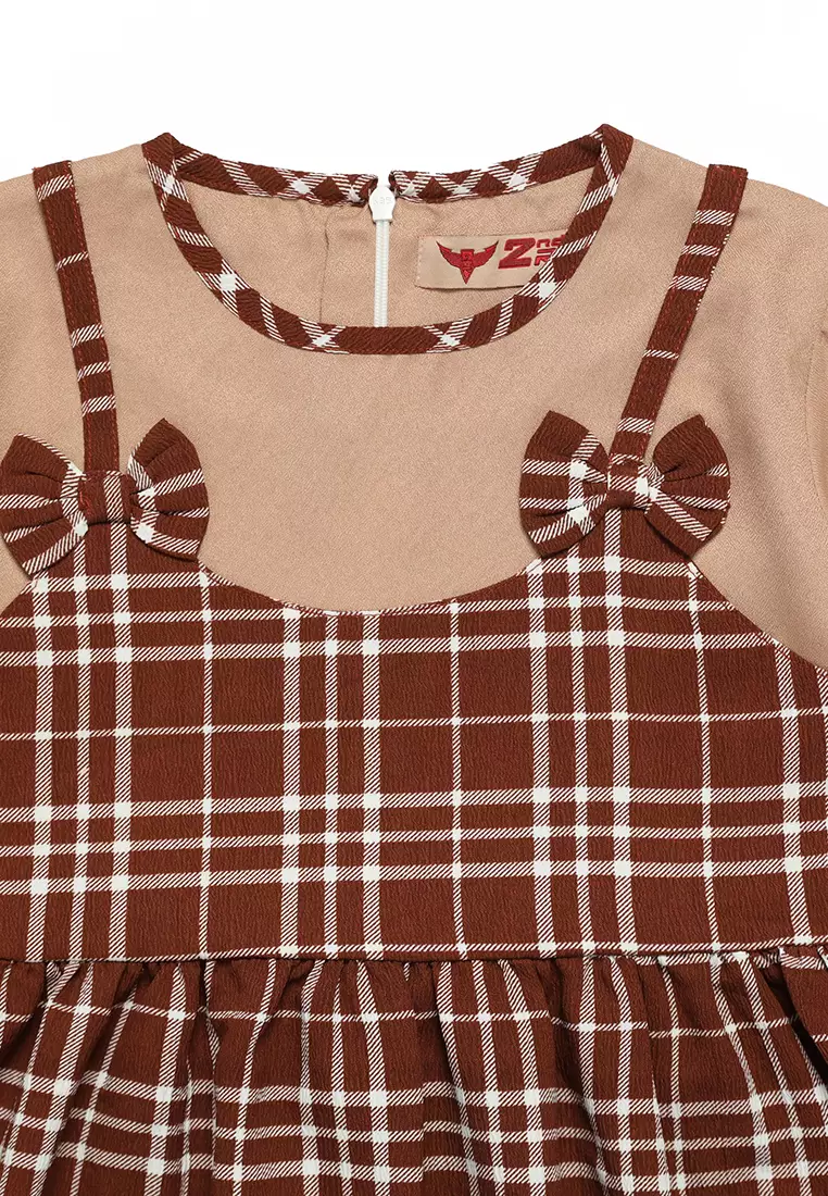 Dress Anak Perempuan Kotak Pita Maroon - CUTE