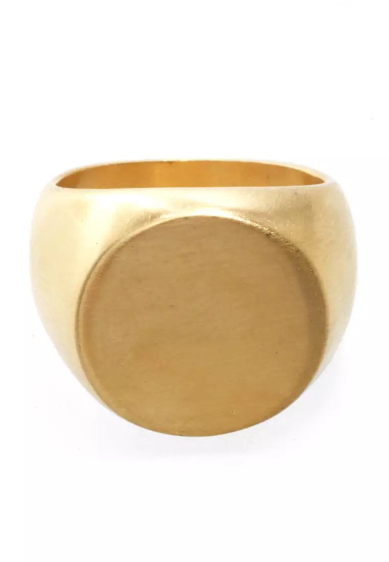 Daisy Cincin Signet Ring Desain Oval Aksesoris Pria Wanita Material Titanium ORIGINAL - Gold Doff