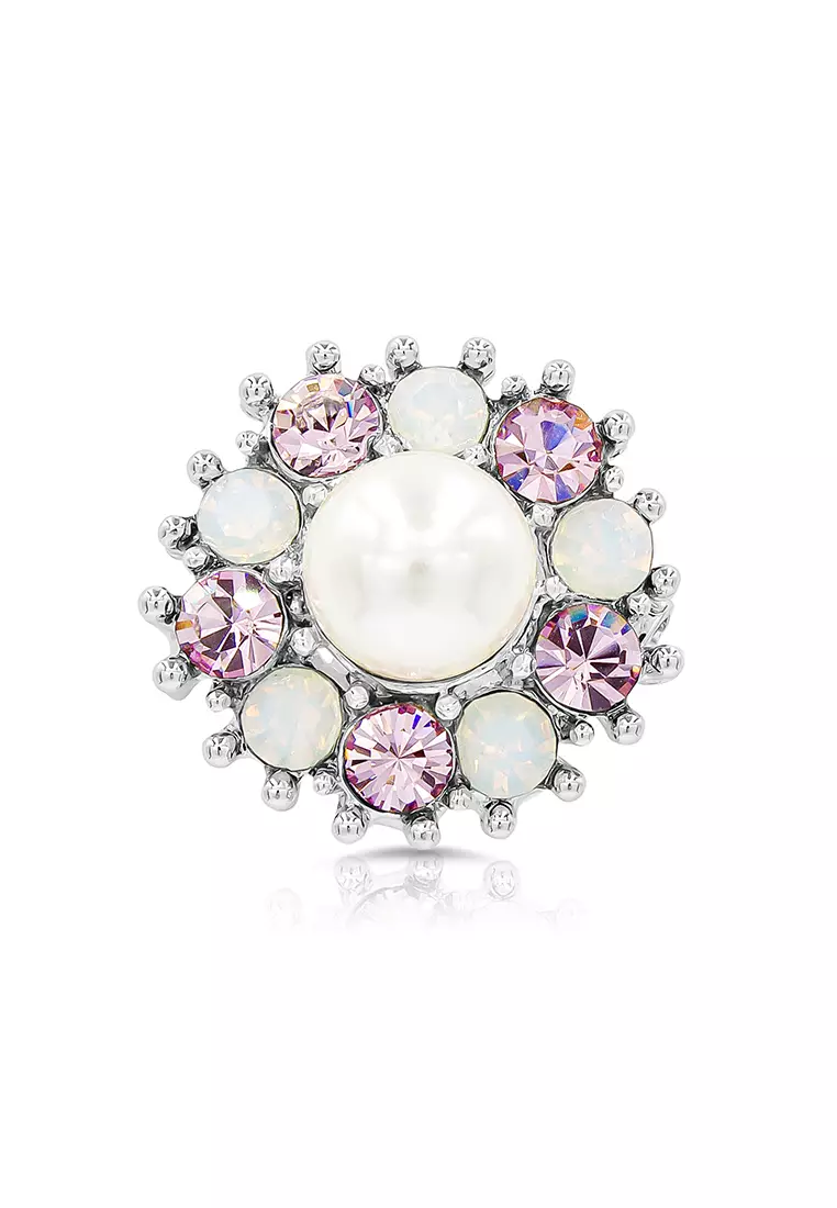 SO SEOUL Quinn Pearl in White Austrian Crystal Mini Baby Brooch