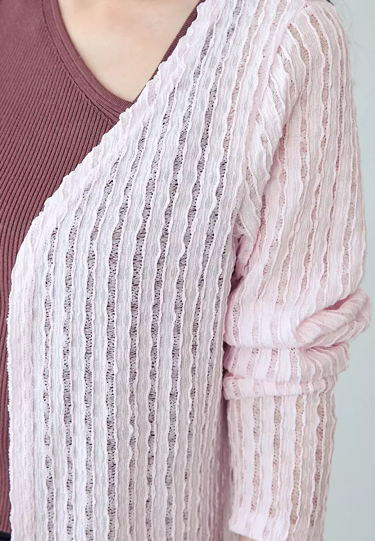 多色微透膚立體肌理外罩上衣《EA3965》