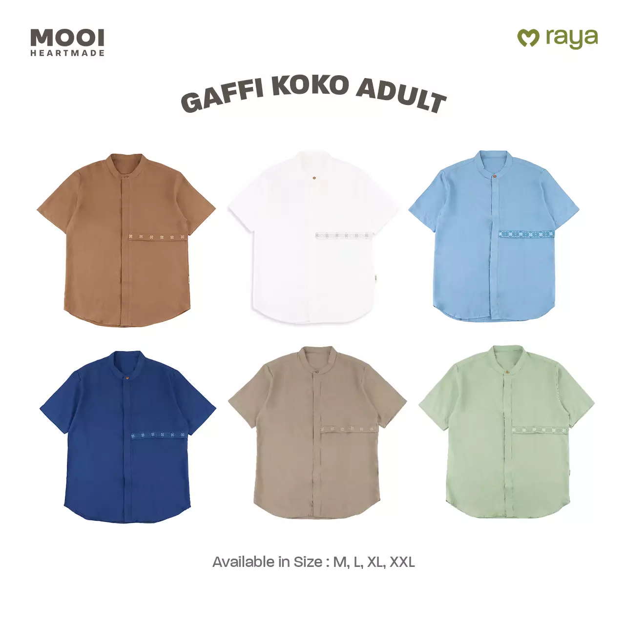 Mooi Atasan Pria Kemeja Pria Raya Collection Gaffi Koko - Khaki