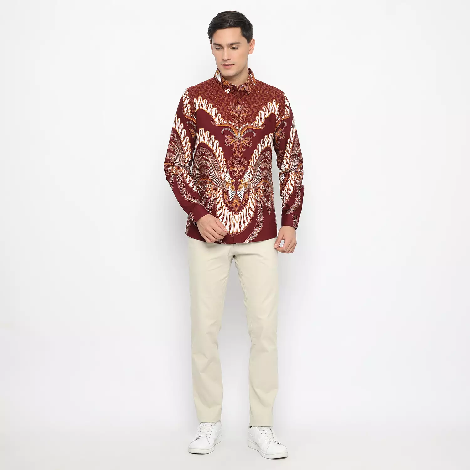 Jual Ricardo Ricardo Kemeja Pria Batik Lengan Panjang Merah