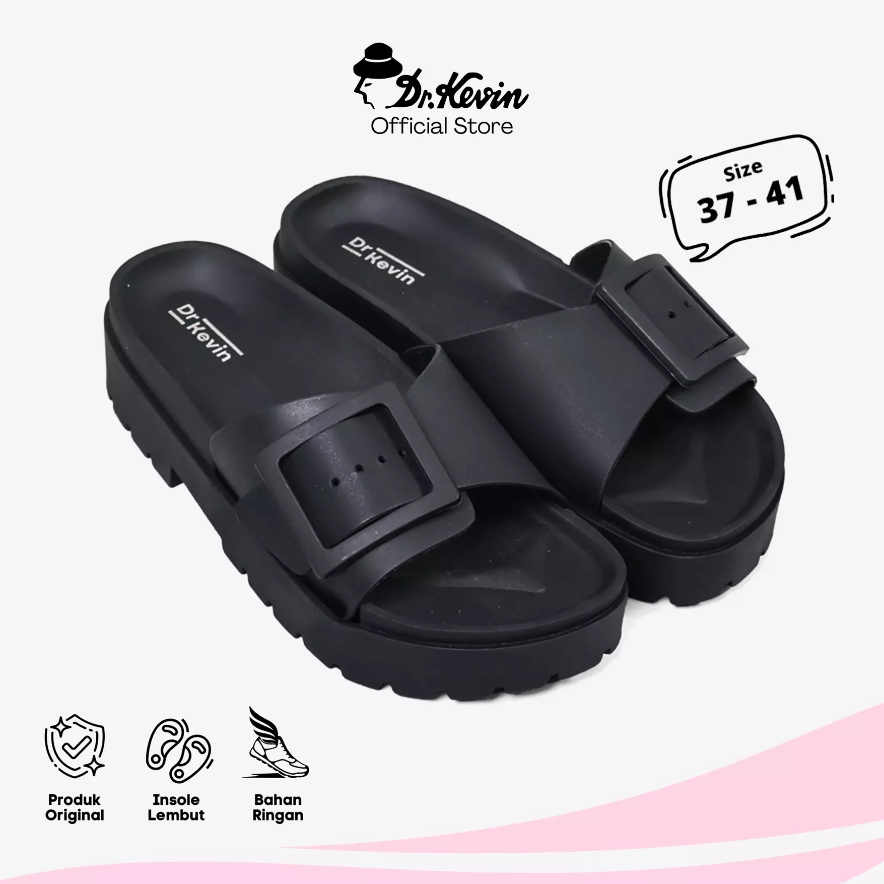Dr. Kevin Sandal Selop Wanita Hak Rata Tinggi Flat Sandals 571-138