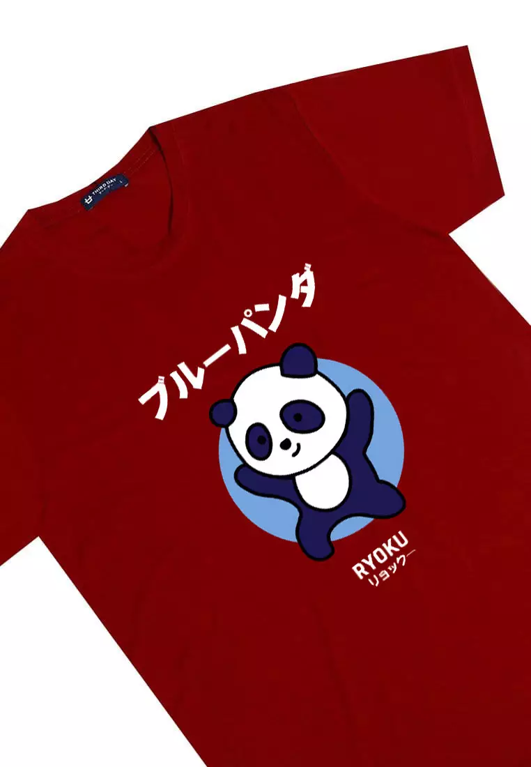 MTM70 kaos anime panda tulisan jepang pria instacool maroon