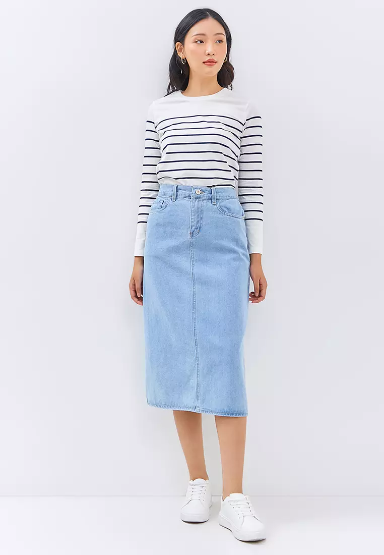 C2 Zissel Blue 7/8 Skirt Denim Wanita