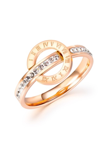 Air Jewellery gold Luxurious Westminster Numerals Ring In Rose Gold EC4C2AC4BC3009GS_1