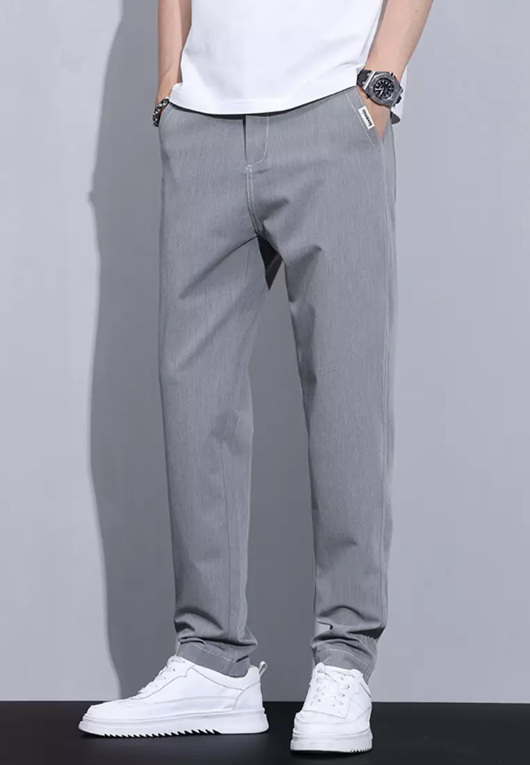 彈性腰圍修身長褲