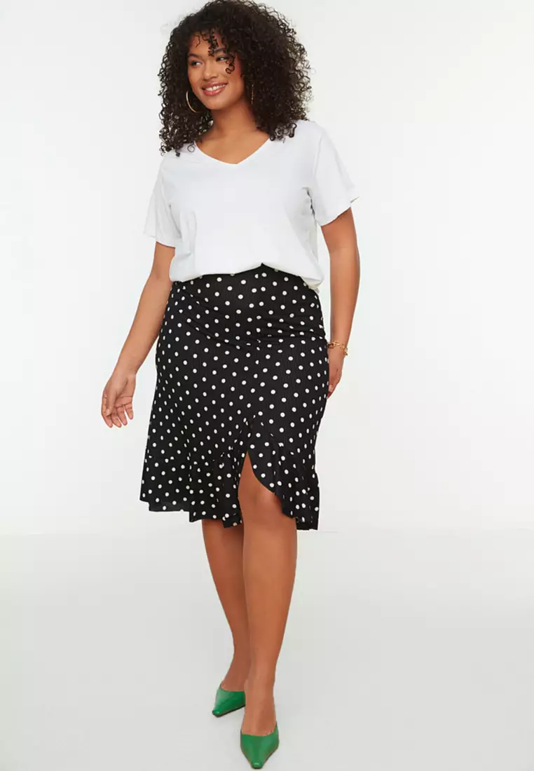 Black and white polka best sale dot skirt plus size