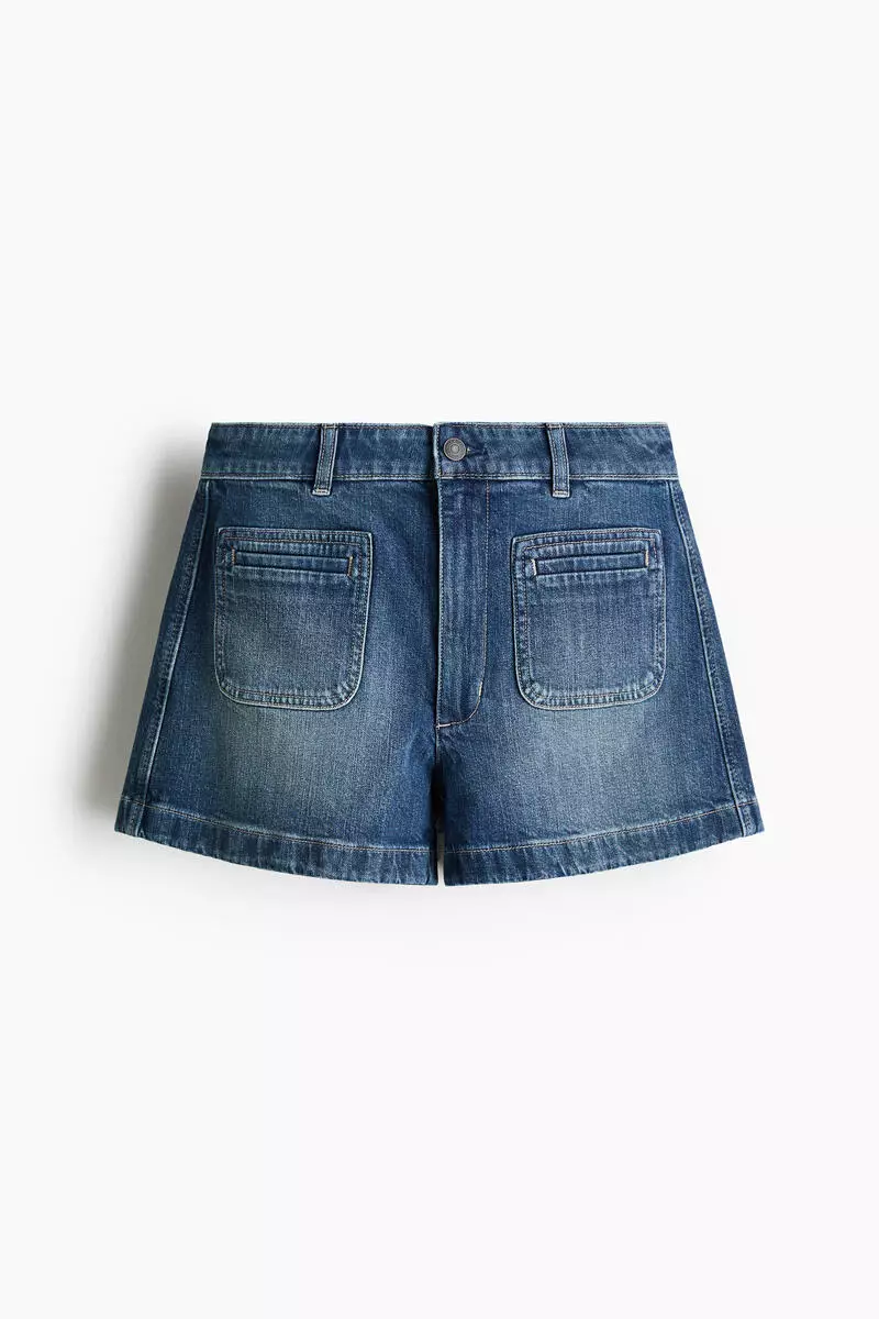 High-waisted denim shorts