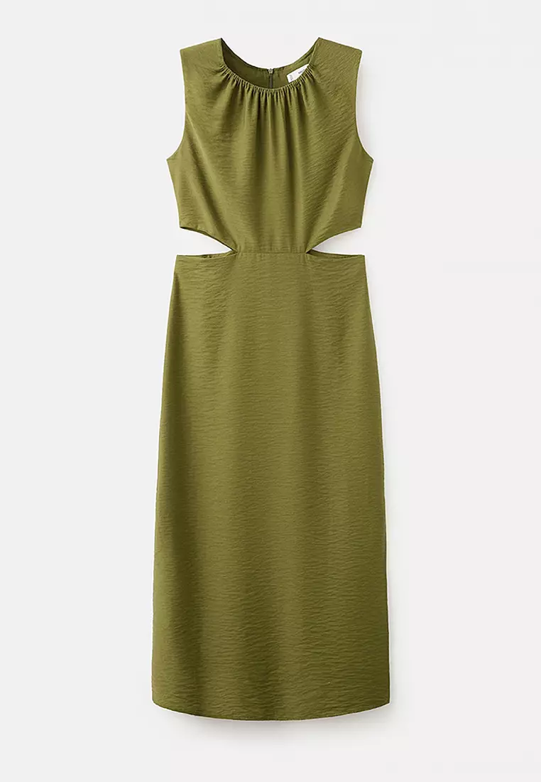 Crinkled-Effect Dress With Cut-Out