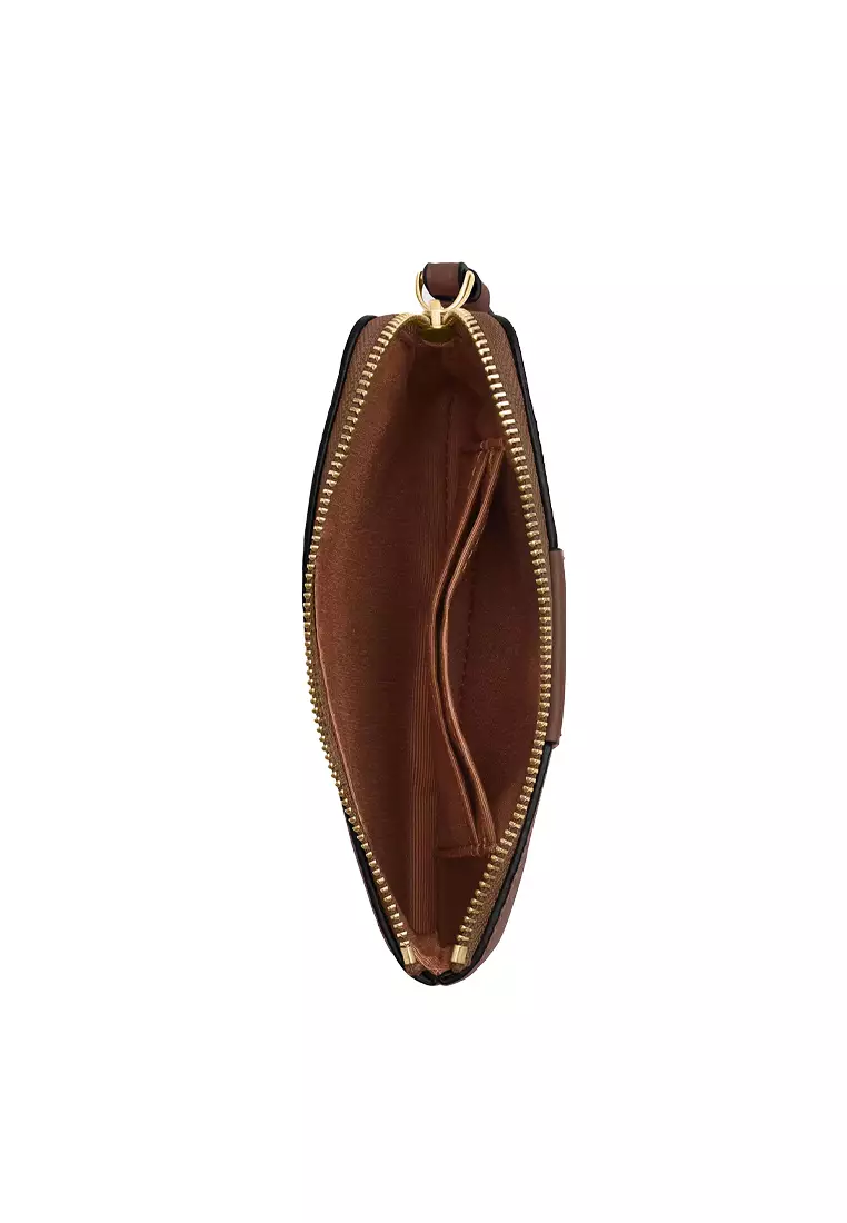 Corner Zip Wristlet In Signature Canvas With Stripe Tan/Brown CW854