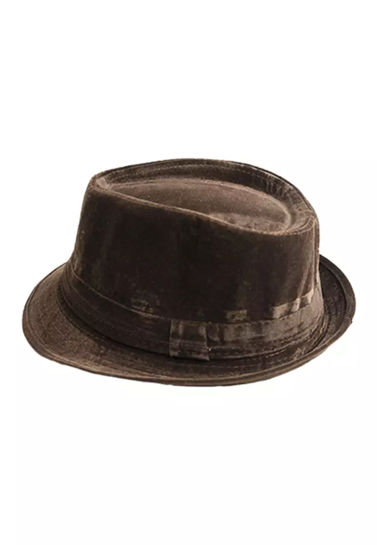 Topi fedora cowboy hat fedora corduroy dark brown houseofcuff