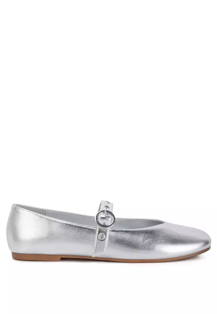 Discount on London Rag  shoes - SKU: Silver Mary Jane Ballerinas