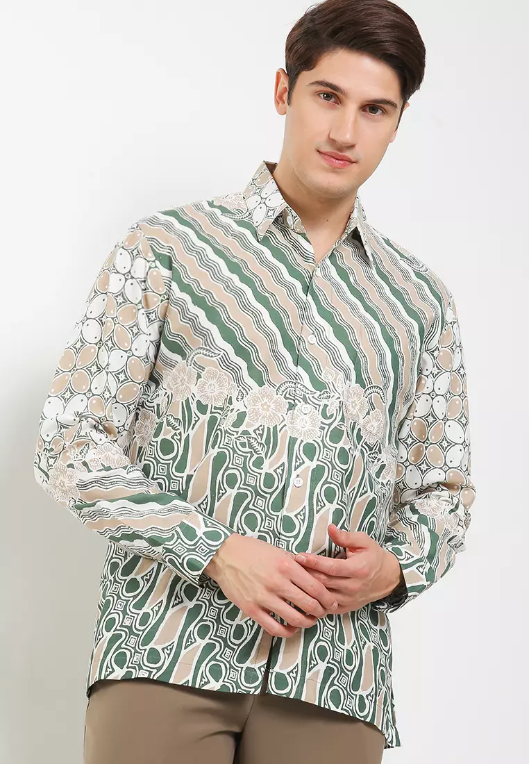 Kawungseno Kemeja Batik Premium Pria Casual Modern Lengan Panjang