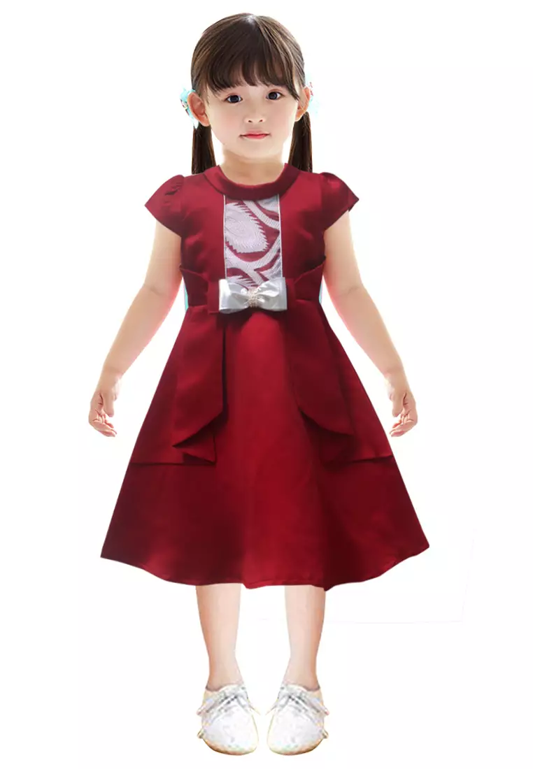 Two Mix Dress Anak Pesta Bahan Satin Y859