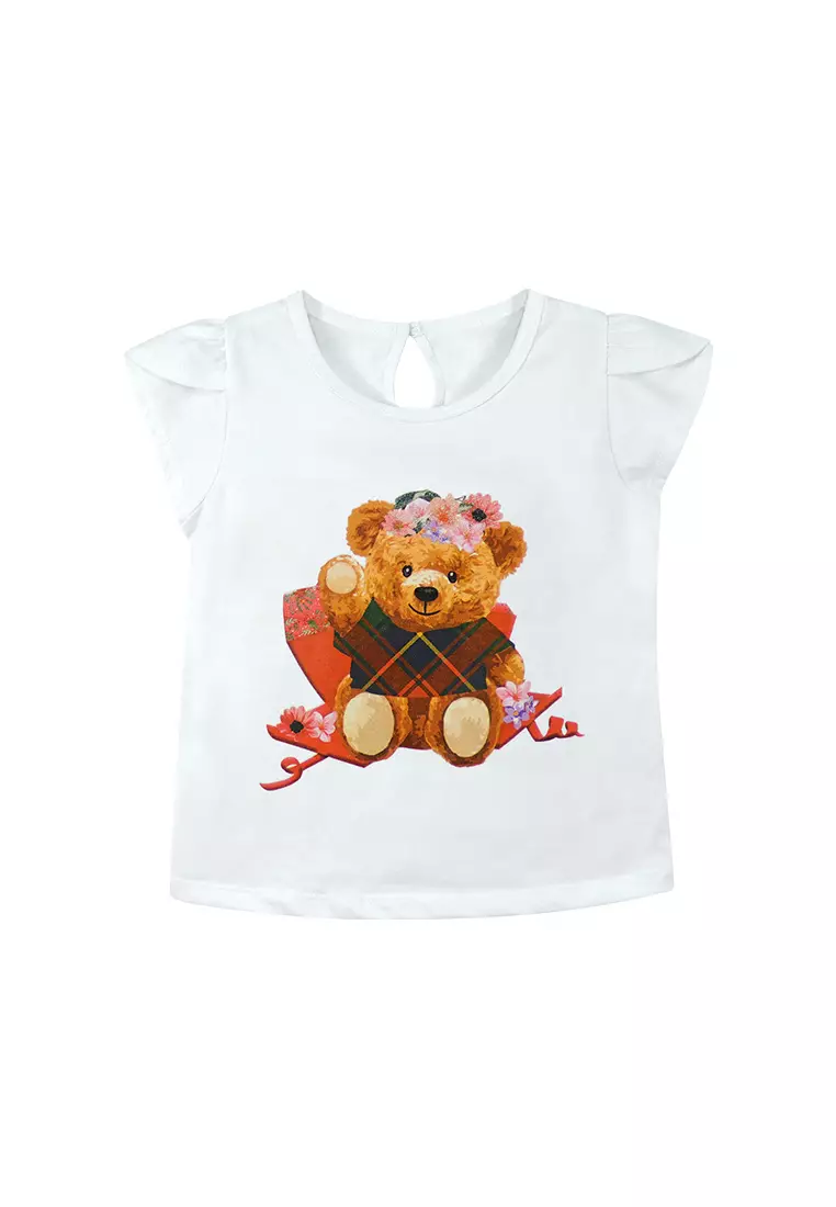 Toddler Girls Hello Teddy Bear Graphic T Shirt