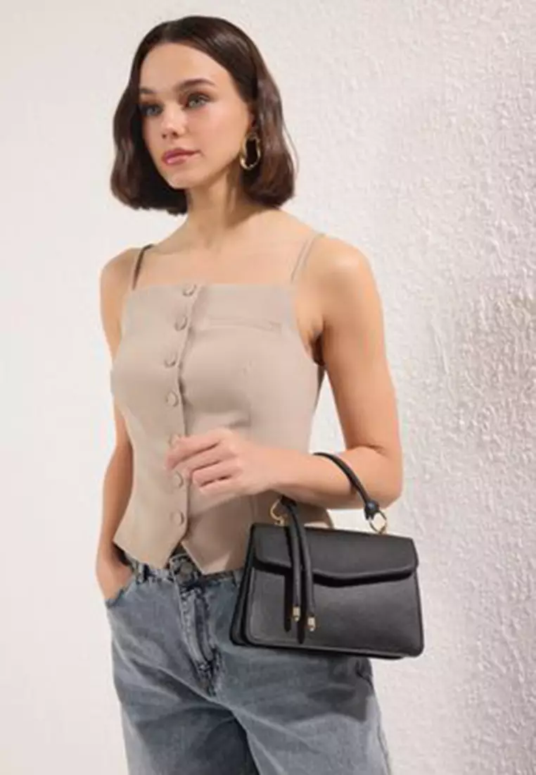 Black Cross Strap Mini City Shoulder Bag Takss25Oc00007