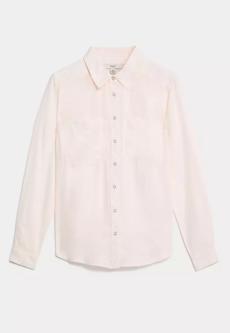 Pure Lyocell Collared Button Through Shirt