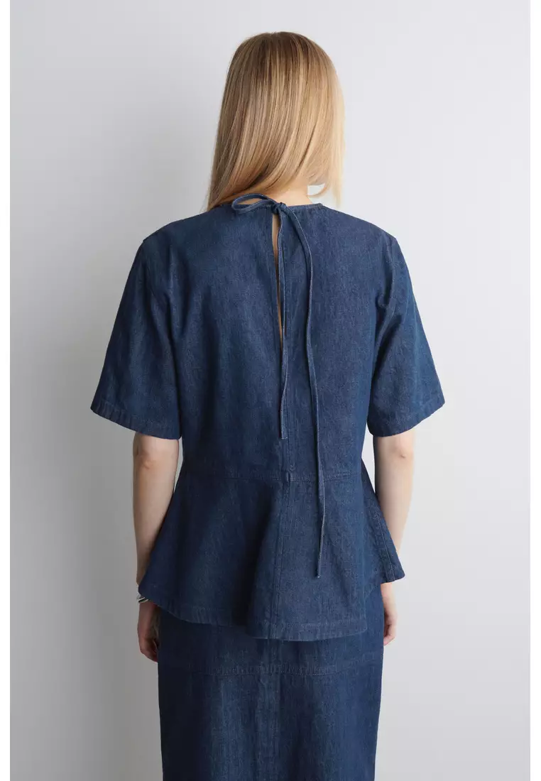 DENIM PEPLUM TOP