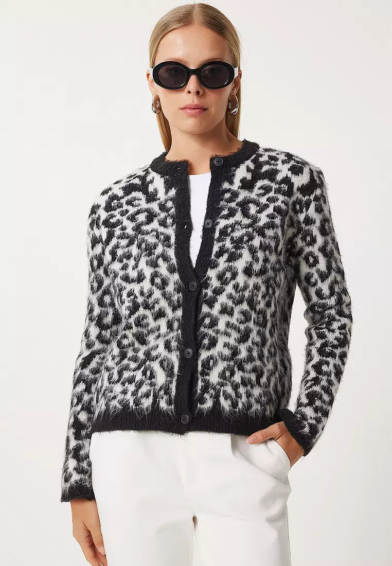 Outfit Black And White Leopard Cardigan Animal Print Cardigan T
