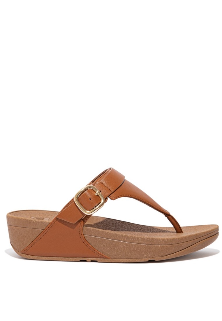 FitFlop LULU Women's Adjustable Leather Toe-Post Sandals - Light Tan (ES8-592)