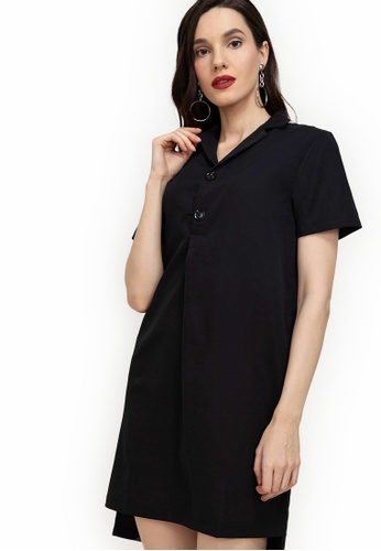 ZALORA WORK black Lapel Shirt Dress 13989AAB95BFF1GS_1