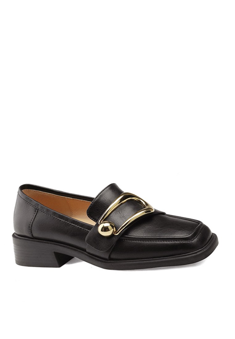VANSA Square Toe Metal Buckle Loafers VSW-F022708-7