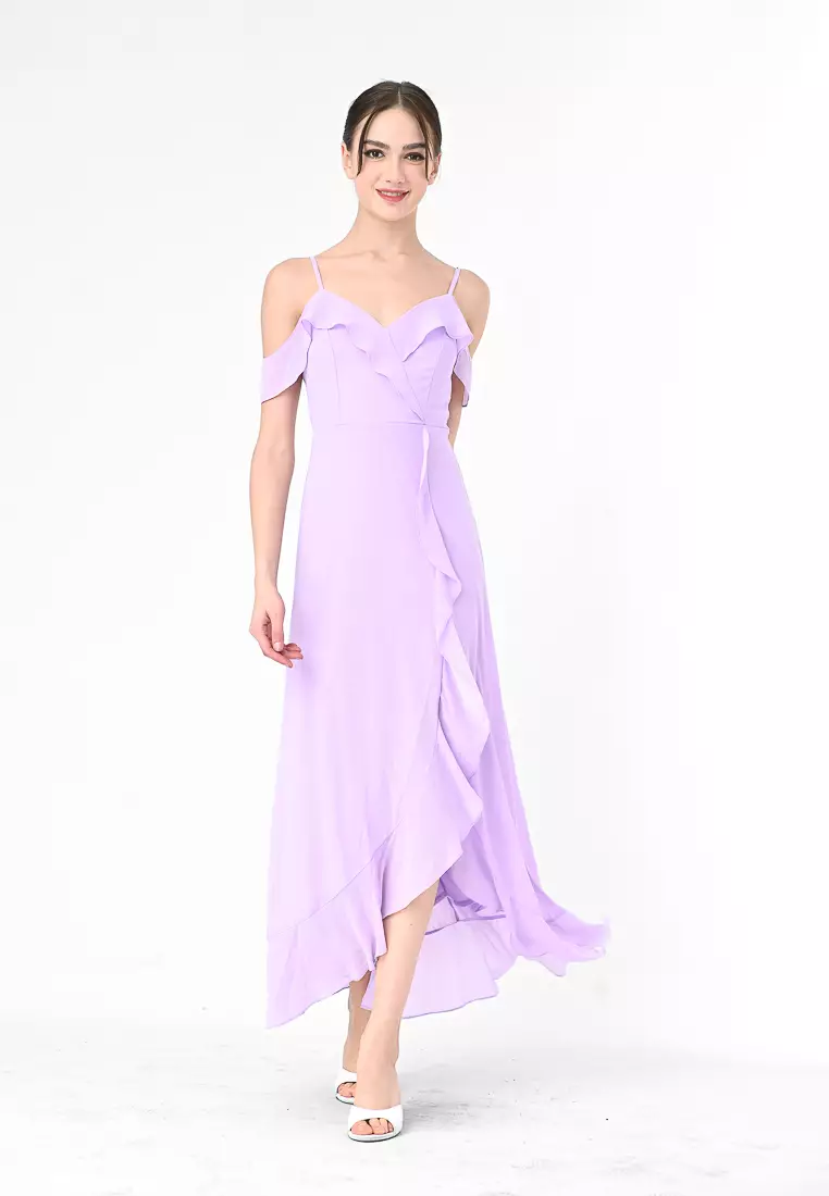 露肩长款连衣裙