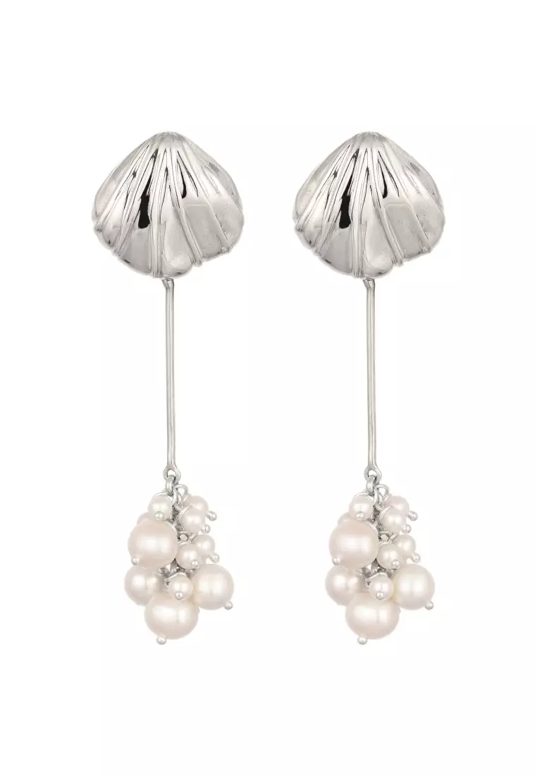 EXCLUSIVE Anting Perhiasan Perak 925 Wanita Shell Cultured Freshwater Pearls