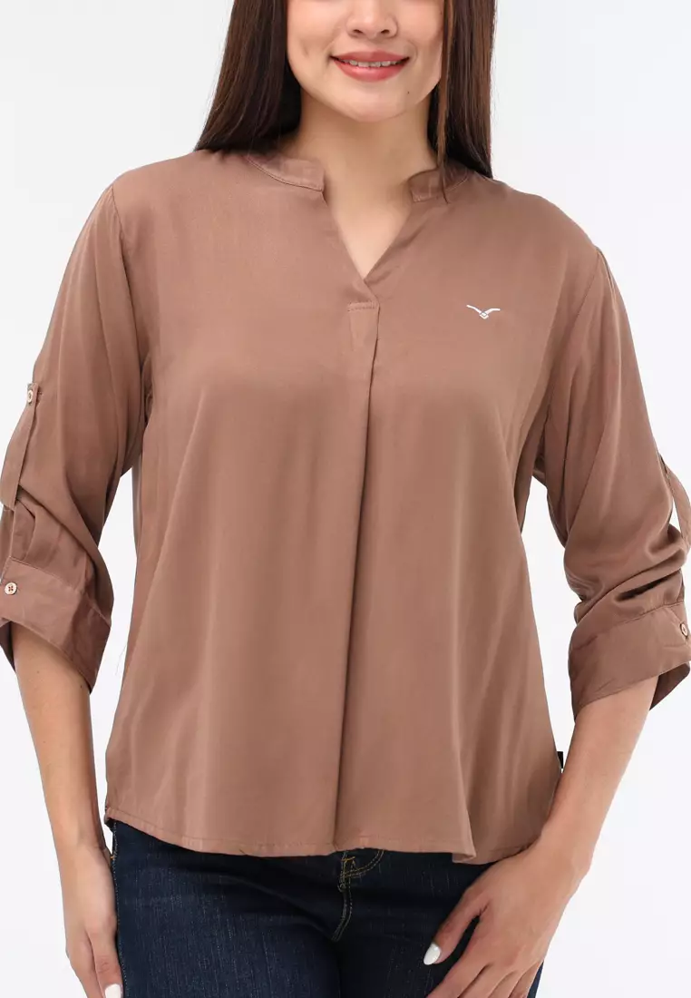 Plain Single Bold Twill 3/4 Blouse