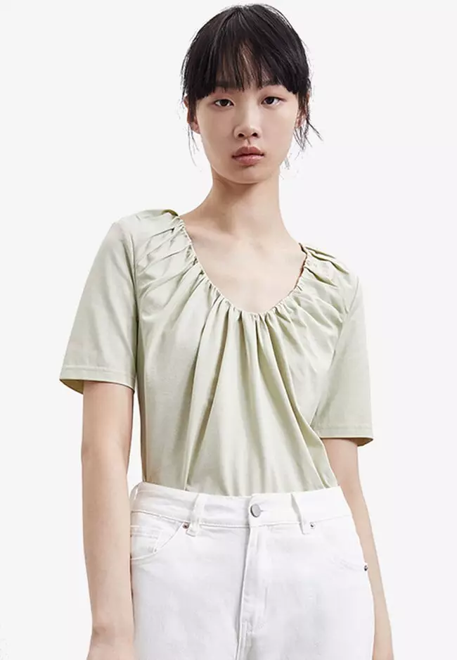Ruched neck blouse top