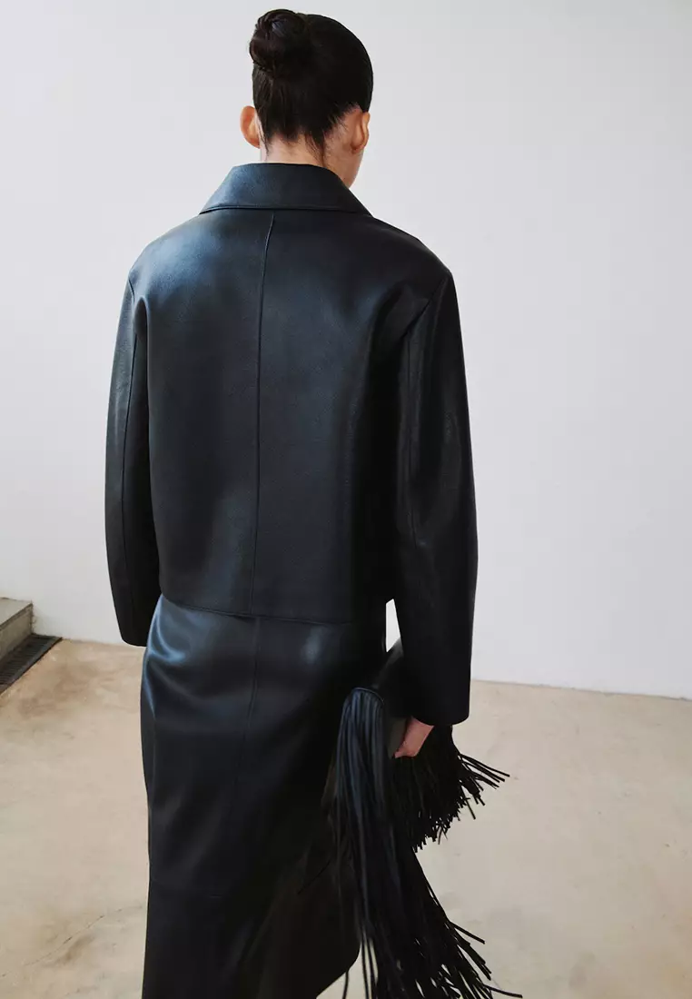 Faux-Leather Jacket With Pockets