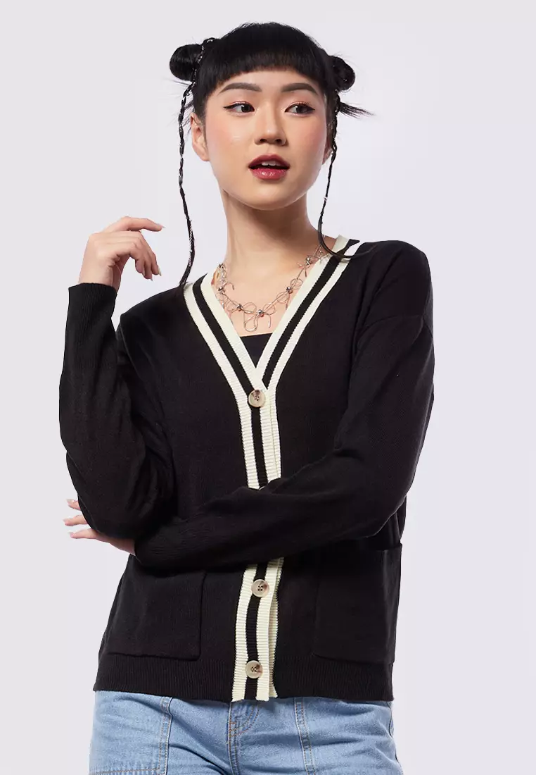 Jual COLORBOX Contrast Lining Slouchy Cardigan Original 2024
