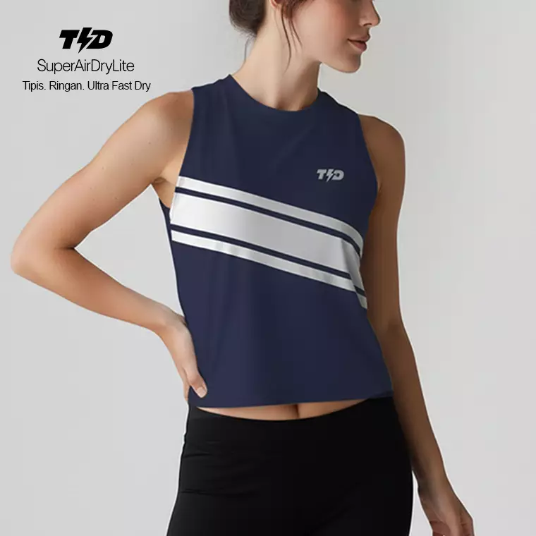 TDACTIVE Crop Tank Lari Padel Running Superairdrylite "classic navy" 3lines LSE83