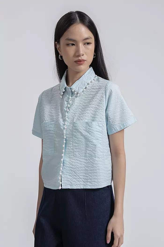 COTTONINK - Atasan Kemeja Wanita Light Blue Rilian #FallWinter2025