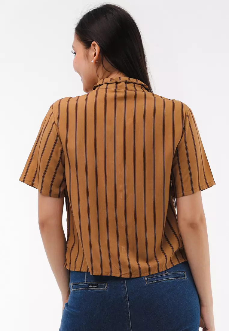 Woven Printed Rayon Short Sleeves Blouse