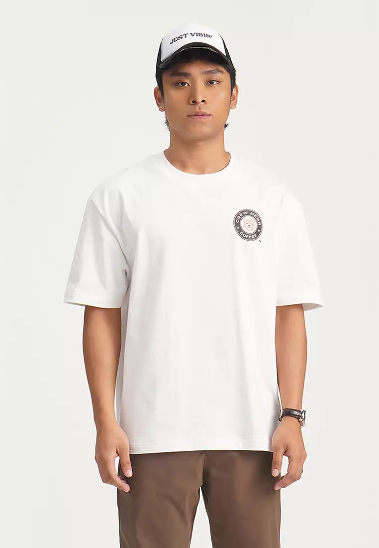 Crew Bear Coffee Relaxed Fit Graphic T-Shirt