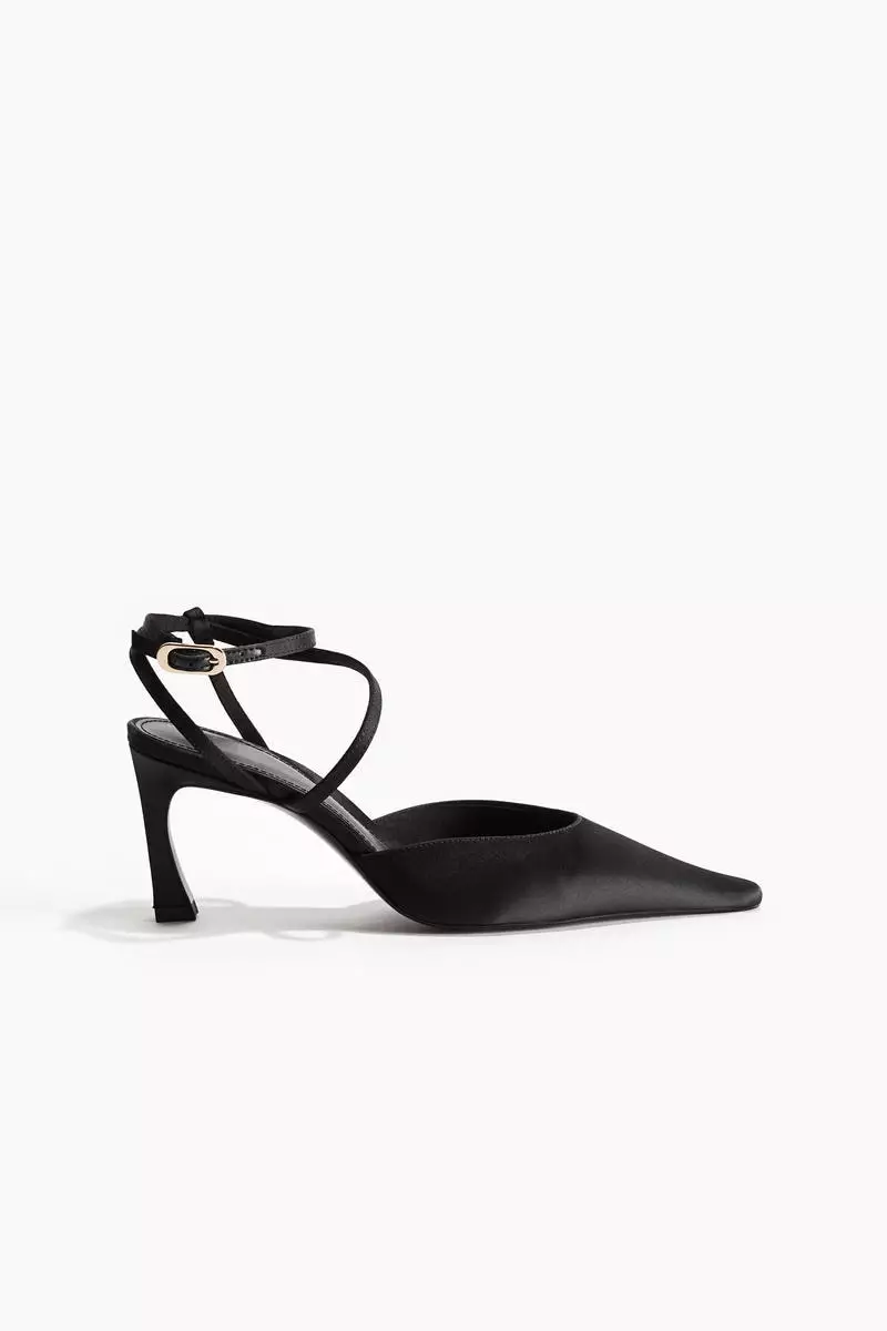 Pointed satin court shoes
