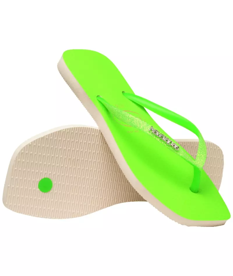 [ONLINE EXCLUSIVE] Havaianas 1496 Slim Square Glitter Neon Beige/Green - Sandal Wanita