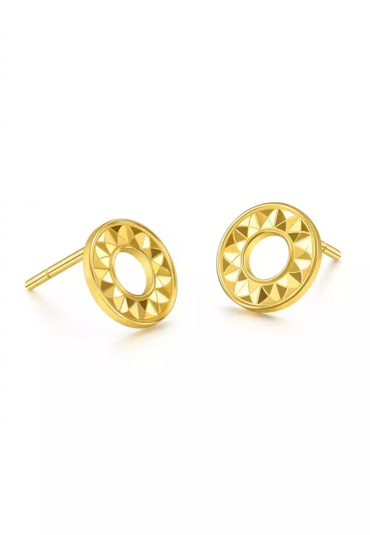 999 24K Solid Gold Dainty Stud Earrings for Women 94535E