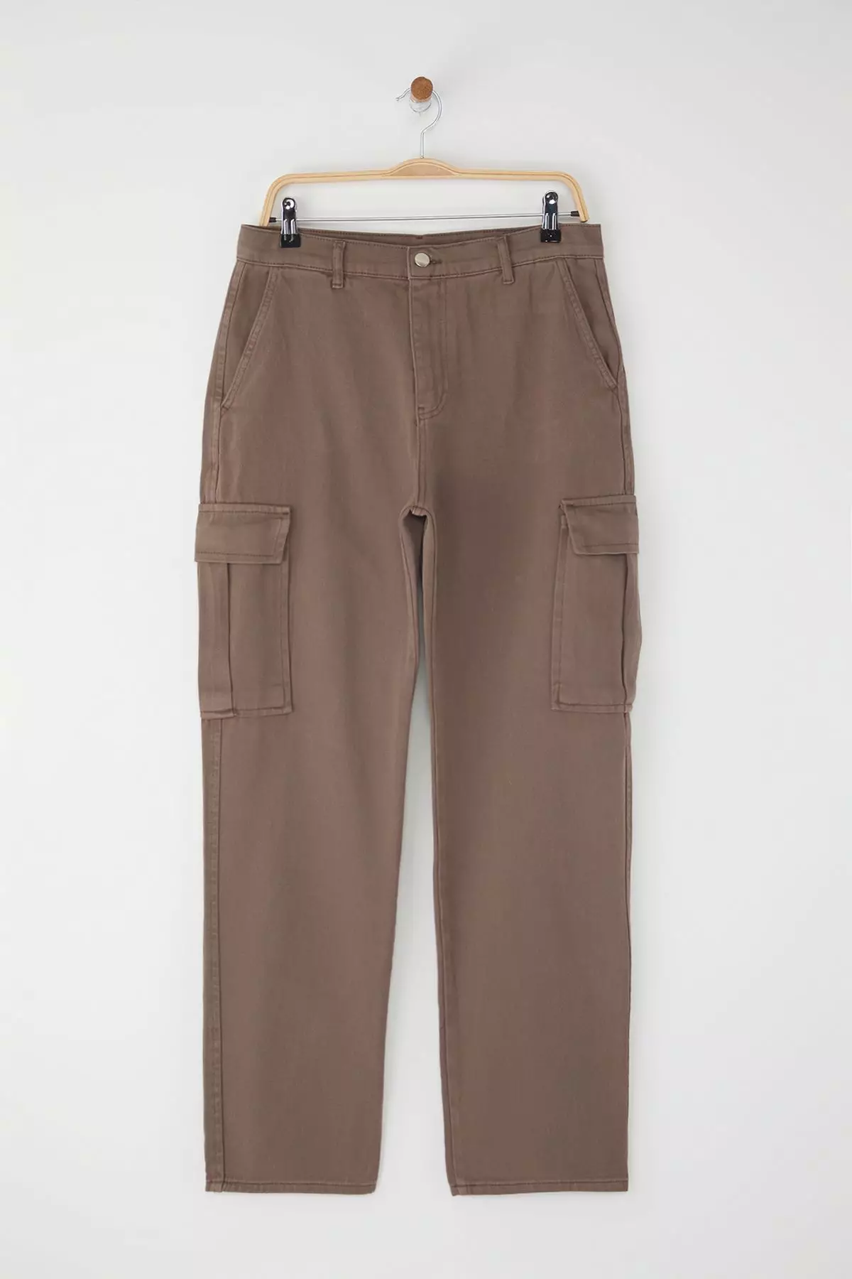 Mink Cargo Pocket Gabardine Baggy/Loose Cut 100% Cotton Casual Trousers TMNSS24PL00021