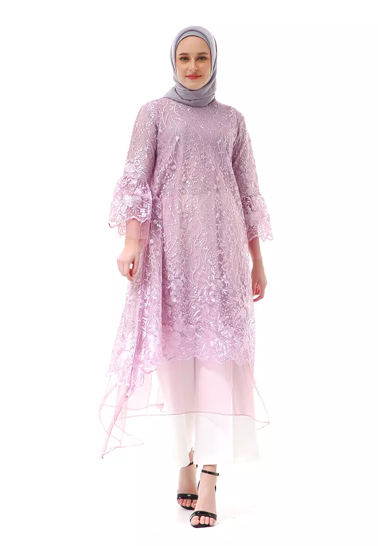 Aliyah Long Dress Motif Bunga High Quality Premium - Taro Soft