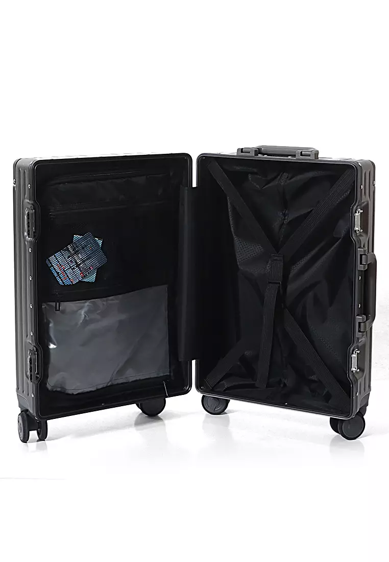 Barayev Koper Alumunium Frame Size 20 Inch Travel Bag Unisex Large Compartment  TSA Lock Material Polycarbonate ORIGINAL - Grey