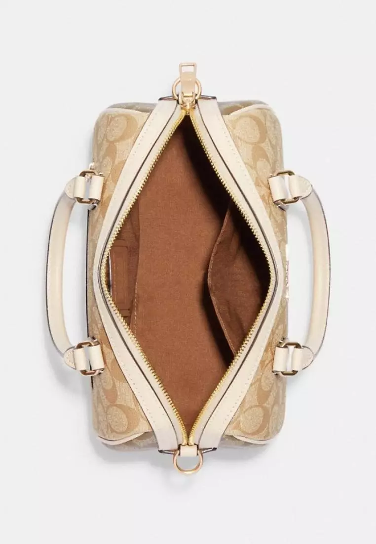 Coach Rowan Satchel In Blocked Signature Canvas Light Khaki Multi