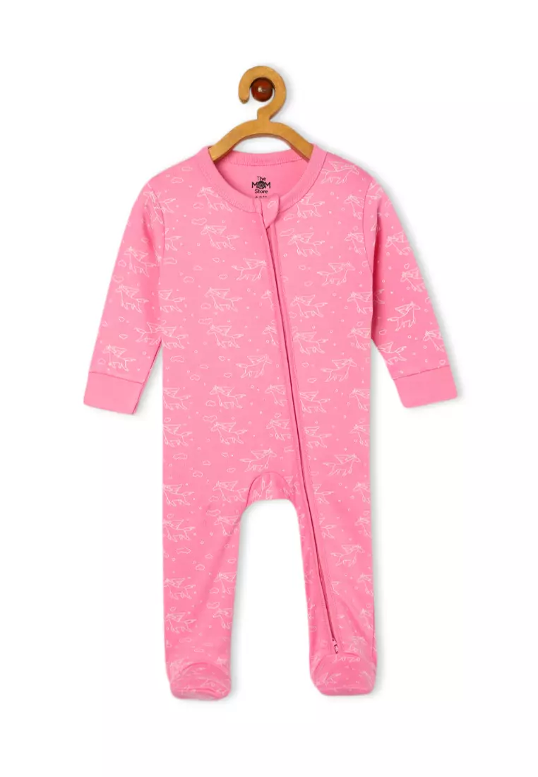 The Mom Store Fairyland Infant Zipper Romper - White