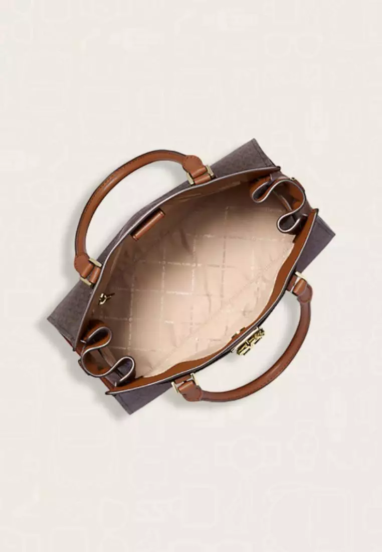 Michael Kors Hamilton Medium Logo Satchel Brown