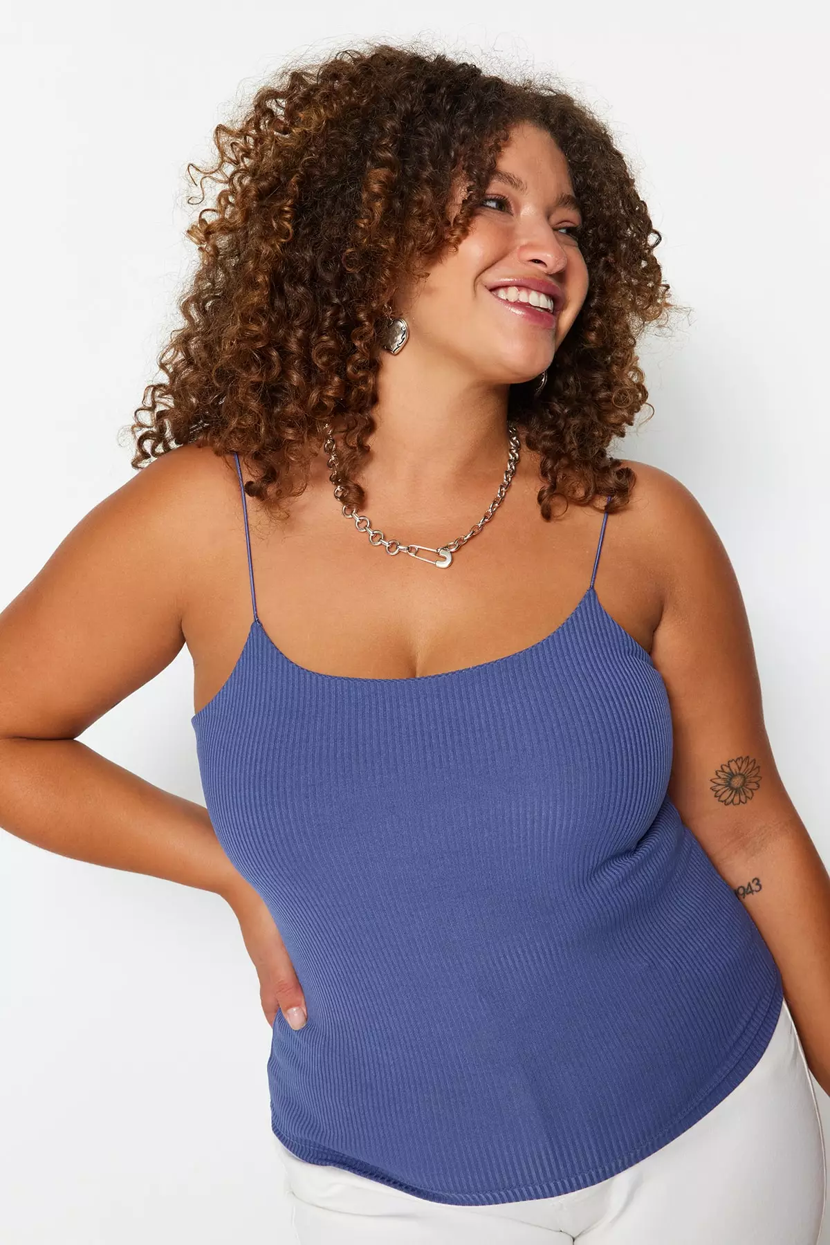 Plus Size Crop Tank Top & Ruched Pants Set