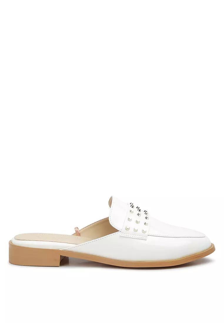 White patent deals leather flats